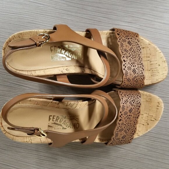 Salvatore Ferragamo Gioela Espadrille Wedge Sandal, Brown, Womens Size 10 B - Picture 11 of 16